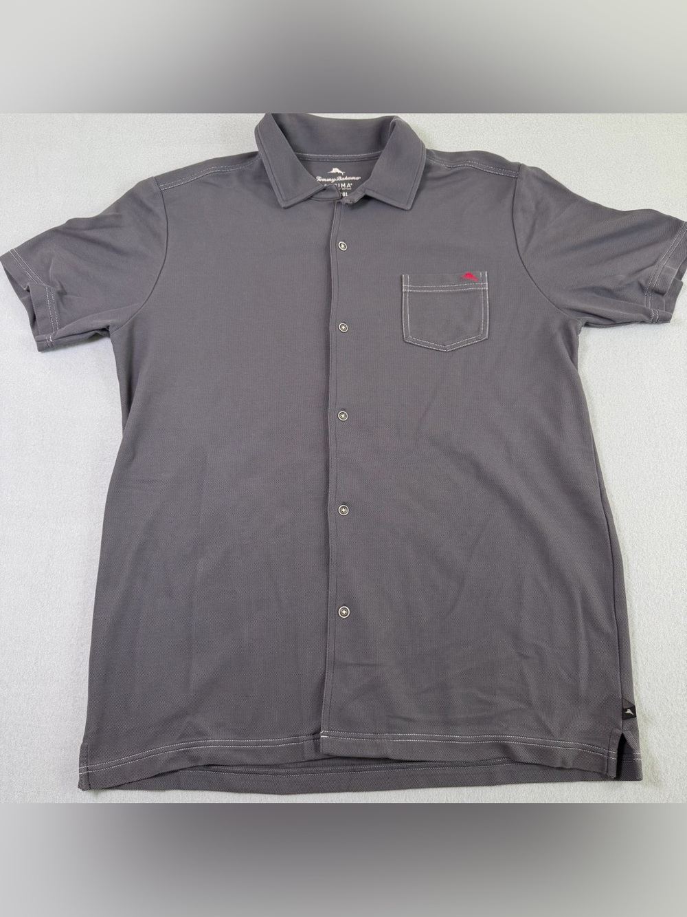 Tommy Bahama ISLANDZONE SUPMIA Cotton Poly Charcoal Gray Shirt Mens XLT